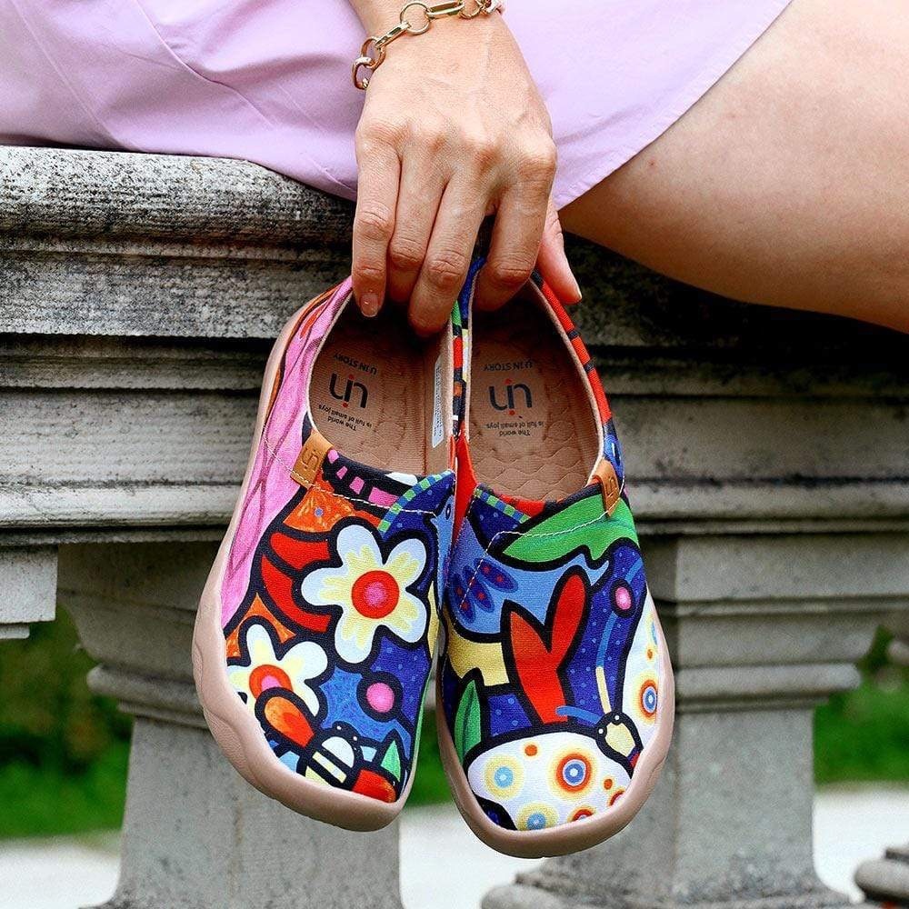 🆕UIN Women's Size 6.5 Secret Garden Art Floral Travel Comfort Wide Toe Loafers